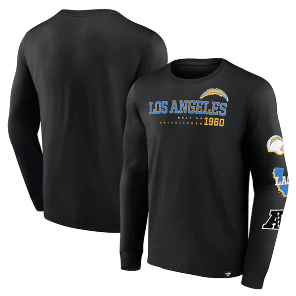 Men's Los Angeles Chargers Black High Whip Pitcher Long Sleeve T-Shirt